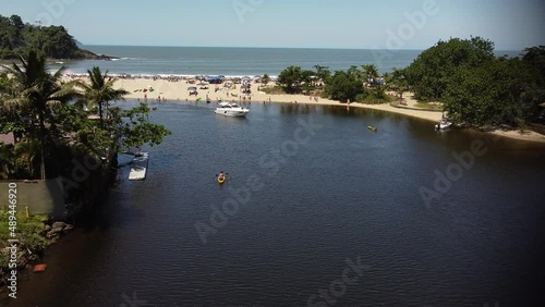 Praia da Barra do Una North coast of São Paulo aerial drone footage