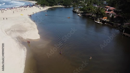 Praia da Barra do Una North coast of São Paulo aerial drone footage