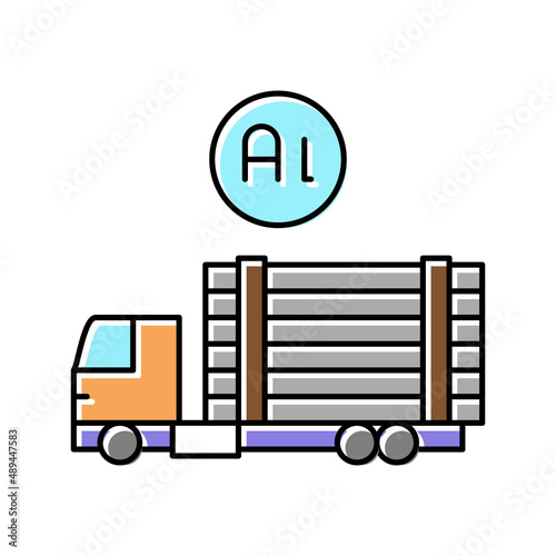 transportation and delivery aluminium production color icon vector illustration