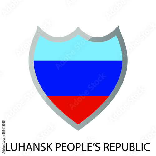 Free Download Flat shield flag of Luhansk people's republic icon. Simple isolated button. Eps10 vector illustration. - GFXLoad