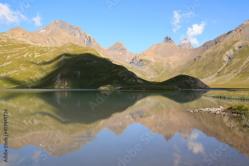 Goleon lake in the french Alps with view on La Meije mountain 
 photo