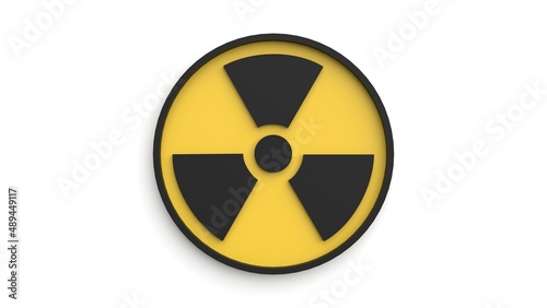 Fotografia Radiation warning sign, nuclear simbol isolated on white that represents radioac