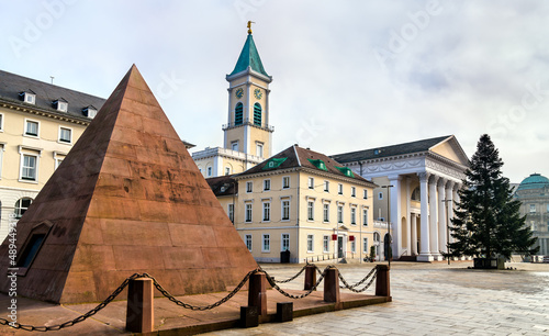 The Pyramid and the Evangelist Church on the Market square of Karlsruhe - Baden-Wurttemberg, Germany photo
