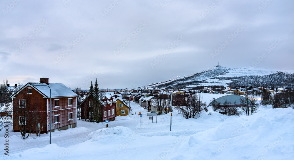 Skyline of Kiruna, the northernmost town in Sweden, Lapland