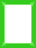 Vector border frame. Green background or book page. Simple rectangular billboard, poster, card, plaque, signboard, sticker, or label 