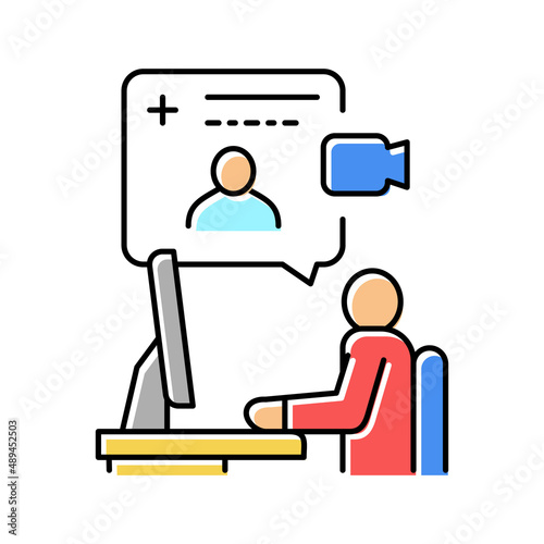 video consultation color icon vector illustration