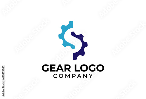 Initial S Gear Logo negative space letter S  from two gear combination vector illustration