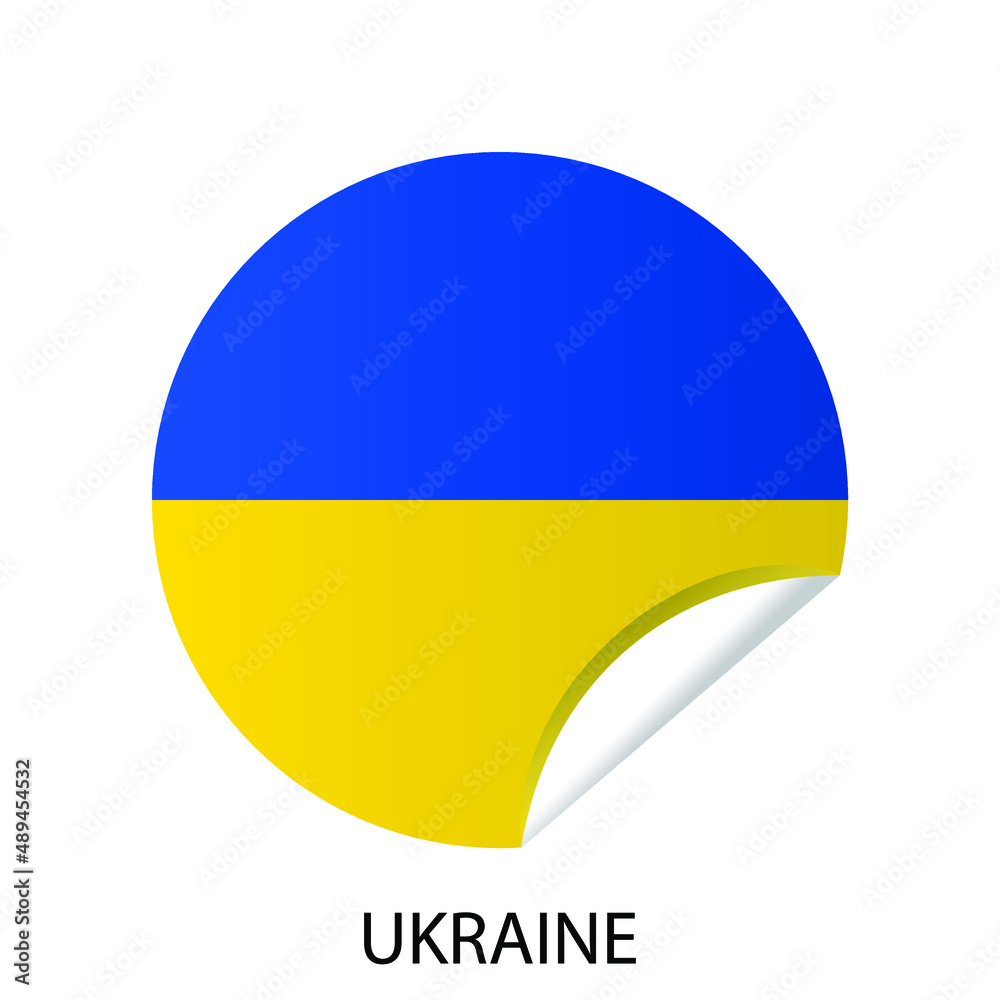 Glossy sticker flag of Ukraine icon. Simple isolated button. Eps10 vector illustration.