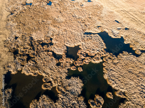 Aerial Autumn view of Dragoman marsh, Bulgaria photo