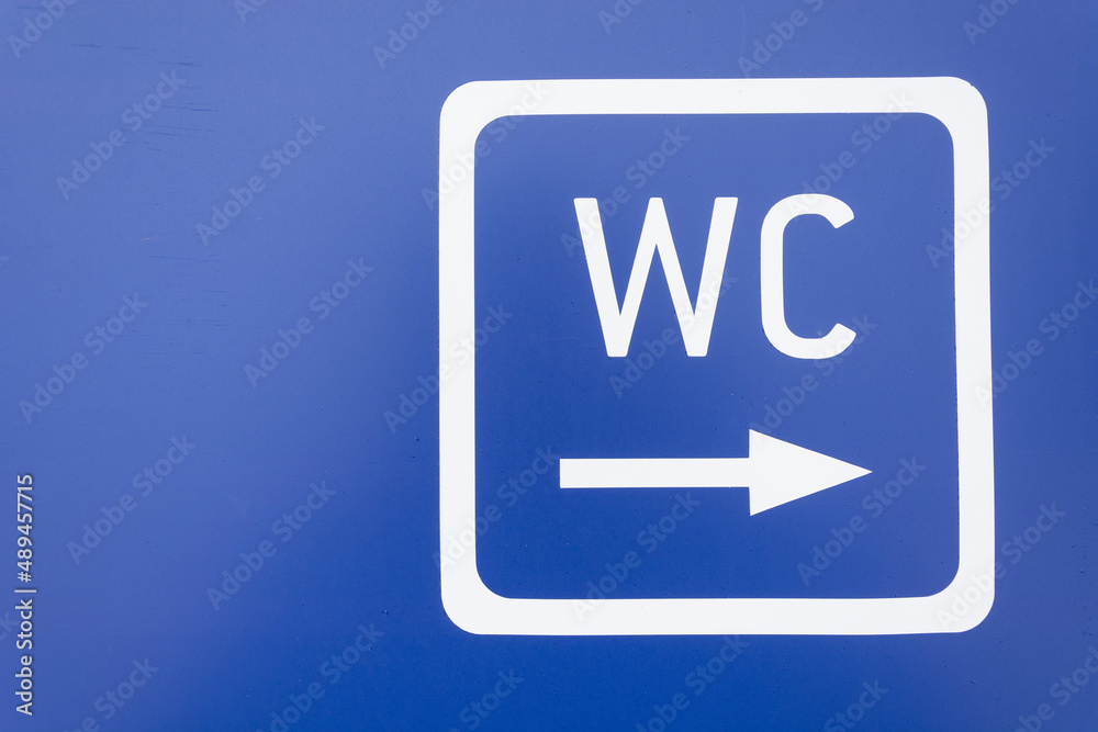 sign with square, arrow and letters wc sign with square, arrow and letters wc