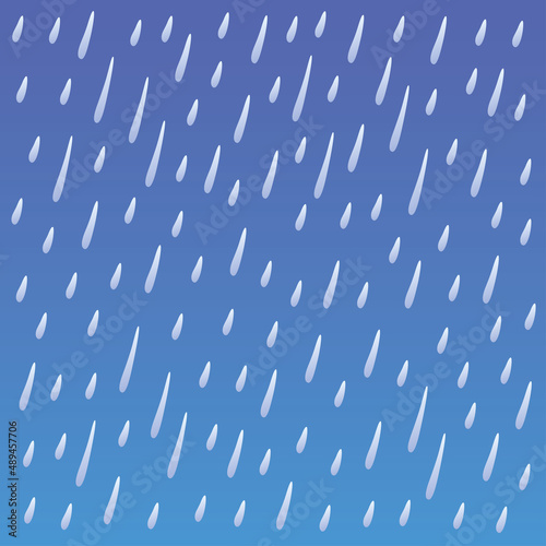 Falling rain drops in a dark sky vector background, rainy weather forecast illustration.