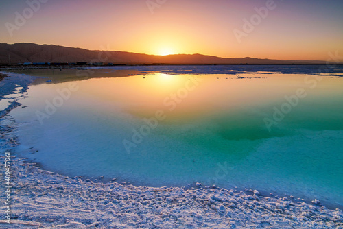 The beautiful Emerald lake of Qinghai province, China.