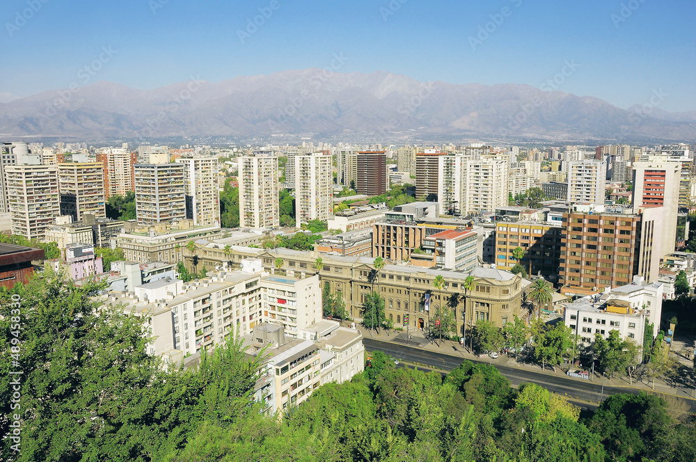 Aerial view of the business district. Santiago.