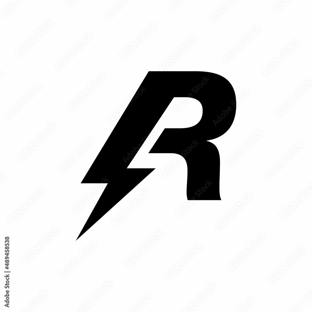 Initial letter R logo with lightning Initial letter R logo with lightning