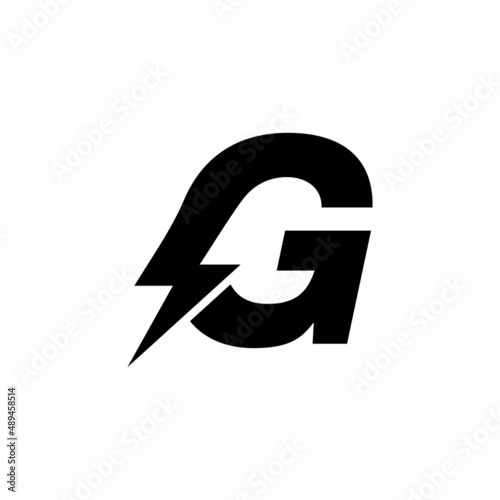 Initial letter G logo with lightning