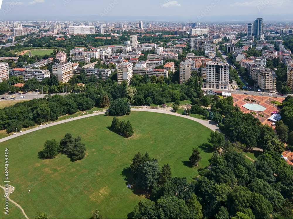 Aerial view of South Park in city of Sofia, Bulgaria