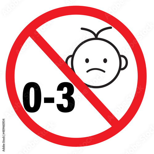 forbidden for children from 0 to 3 years old. no kids 0-3 year old sign. children safe concept. flat style.