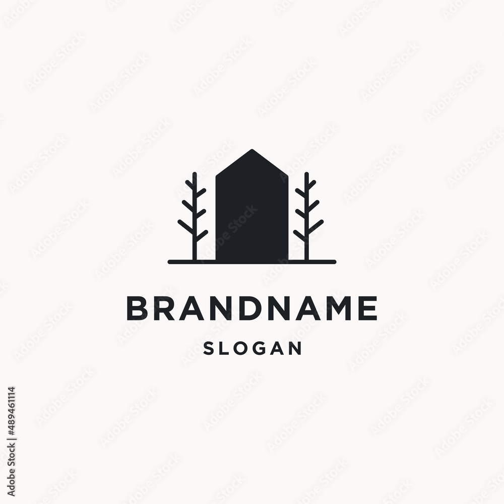 Tree home logo icon flat design template Tree home logo icon flat design template