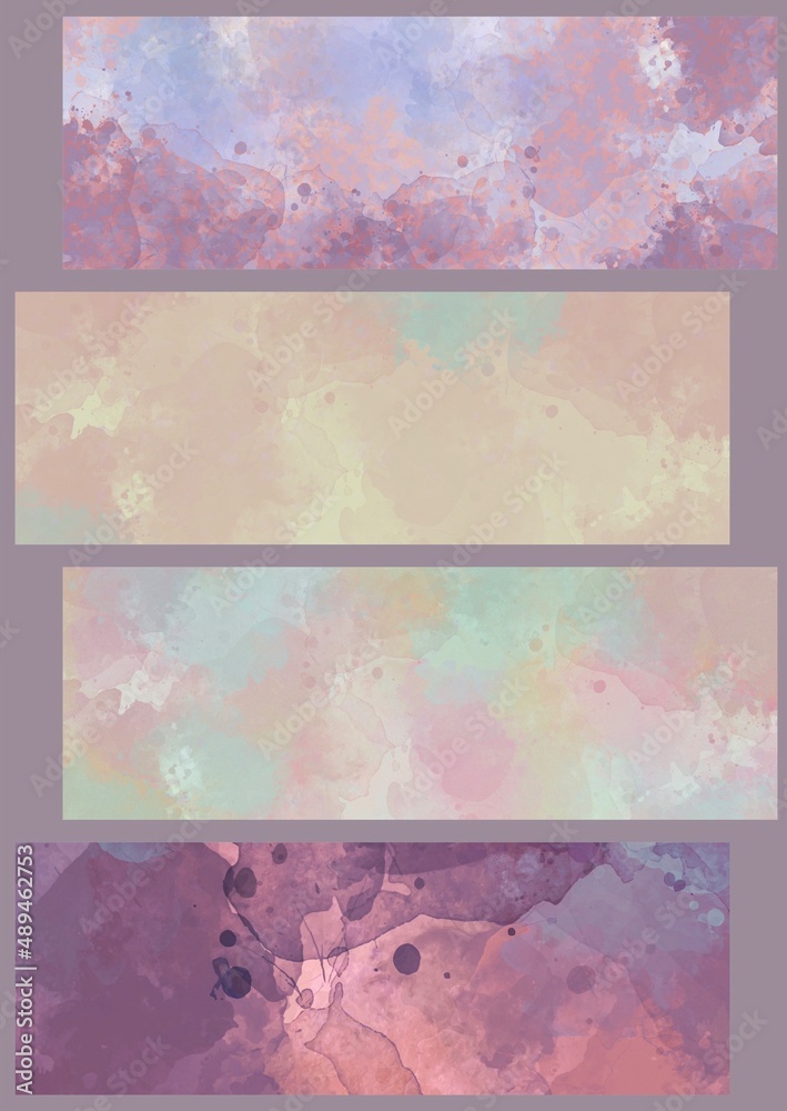 Abstract rectangle shapes in watercolor texture with space