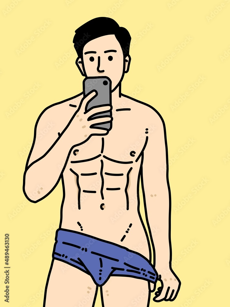 Fototapeta premium cute face man cartoon on yellow background