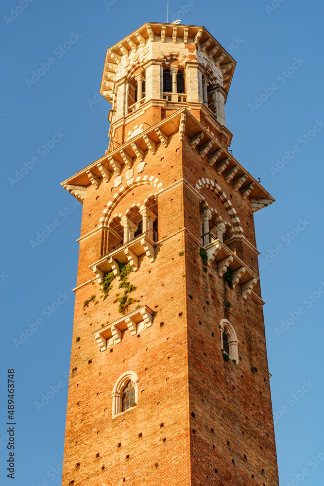 The Torre dei Lamberti (Clock tower) in Verona, Italy