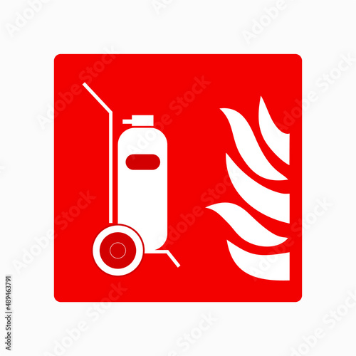 Wheeled fire extinguisher sign. Safety sign Vector Illustration