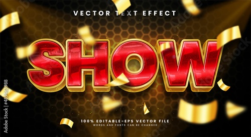 Show editable text style effect with golden theme.