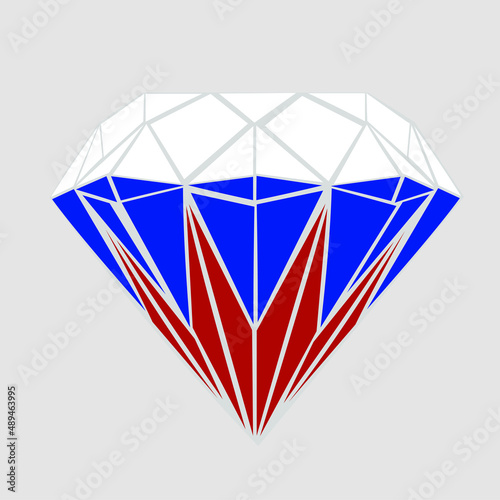Russian National Flag is in the shape of a diamond. Vector illustration