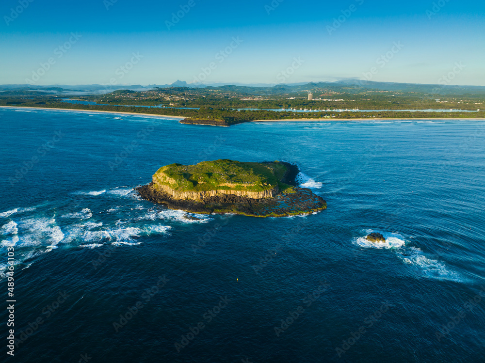 Fingal headland and Cook Island from the air by drone