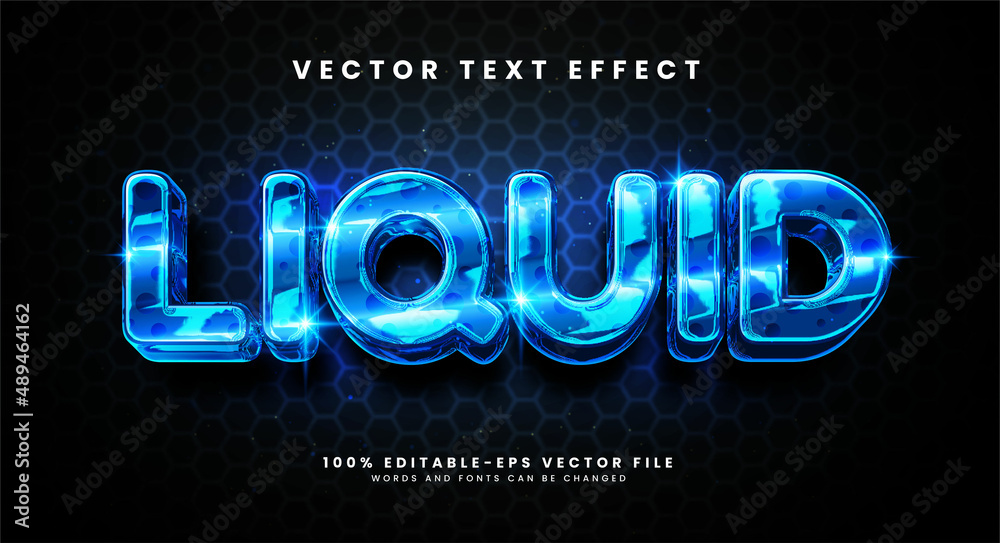 Liquid editable text style effect with glossy theme.