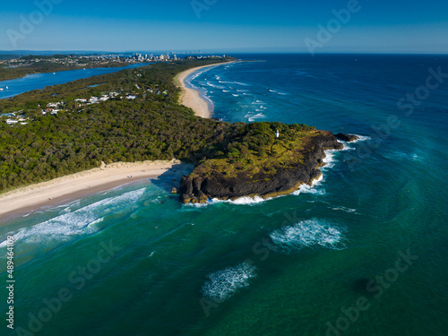 Fingal headland and Cook Island from the air by drone
