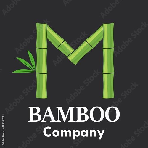 Letter m bamboo logo template illustration. Suitable for your business.