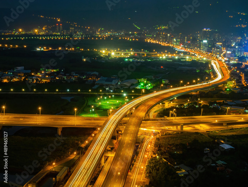 Night aerial view of the She zi bridge