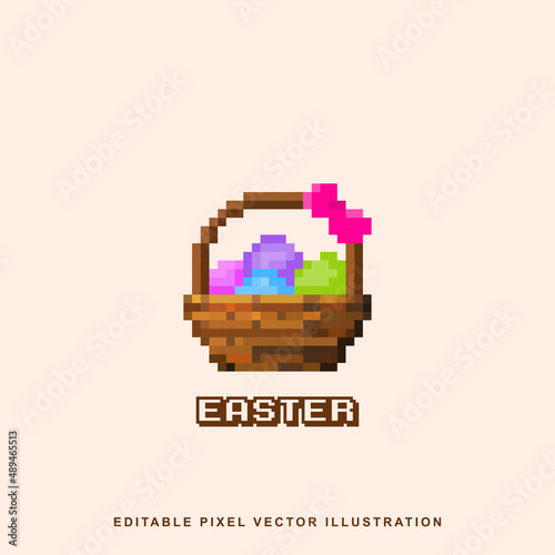 8 bit pixelated Easter egg vector with pixel lettering