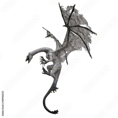 Fantasy flying dragon isolated on white 3d illustration © max79im