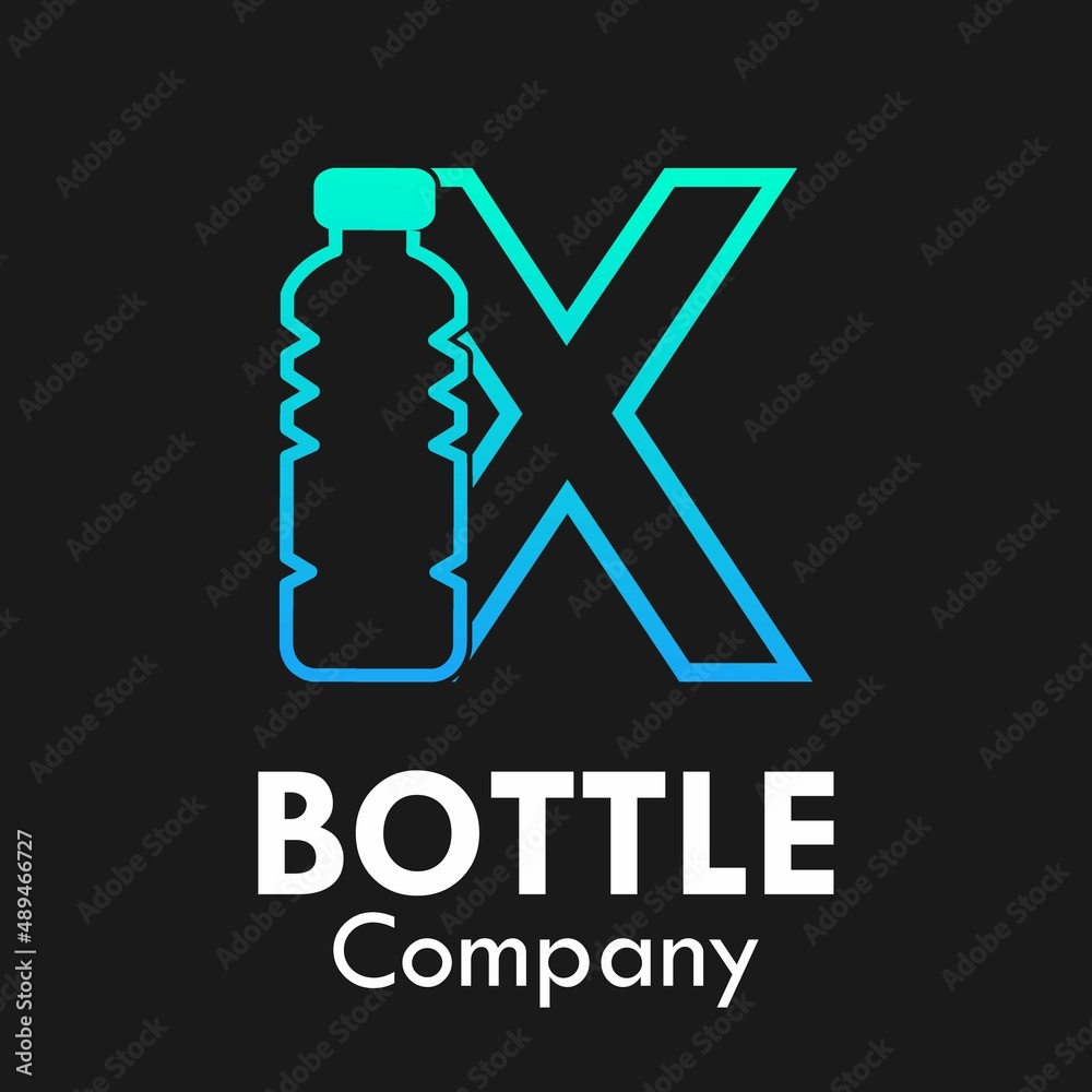 Letter x with plastic bottle logo template illustration