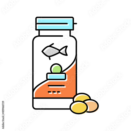 salmon omega3 oil color icon vector illustration
