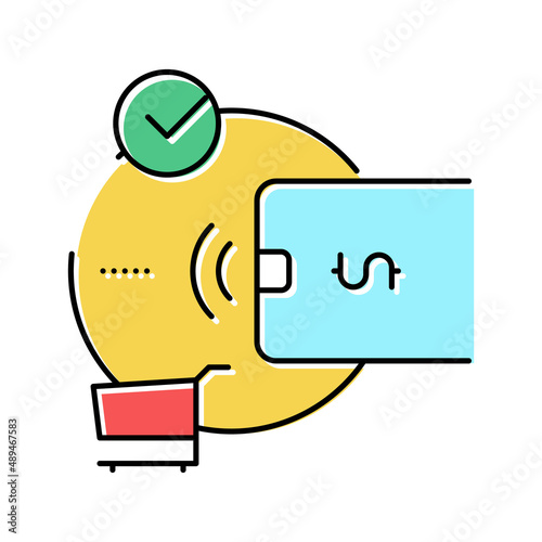 contactless payment with phone app color icon vector illustration