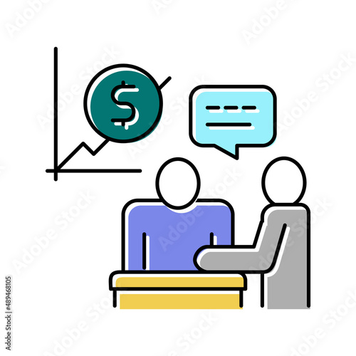 financial consultation and advise color icon vector illustration