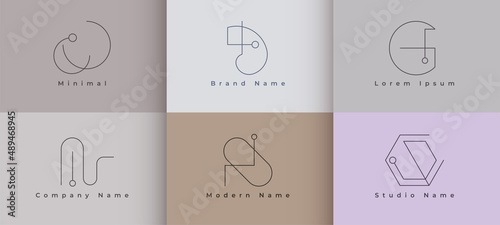 elegant minimal logo design set of six