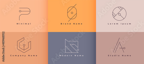 line style monogram minimal logo designs set