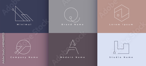 modern minimal simple logo design set of six