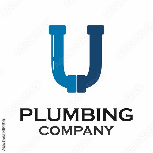 Letter u with plumbing logo template illustration