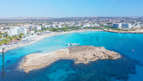 Fototapeta Naklejka Na Ścianę i Meble -  Cyprus, beautiful views of the beaches of Cyprus, Mediterranean Sea, aerial view