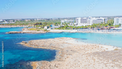 Fototapeta Naklejka Na Ścianę i Meble -  Cyprus, beautiful views of the beaches of Cyprus, Mediterranean Sea, aerial view