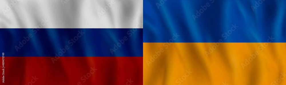 Flag illustration of russian and ukraine, Conflict between Russia and Ukraine war concept. Flag illustration of russian and ukraine, Conflict between Russia and Ukraine war concept.