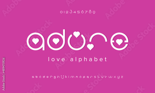 Love adore modern alphabet. Typography for fashion, future, minimal, wedding. Isolated vector illustration