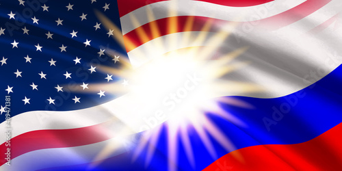 アメリカ　ロシア　 国旗　背景