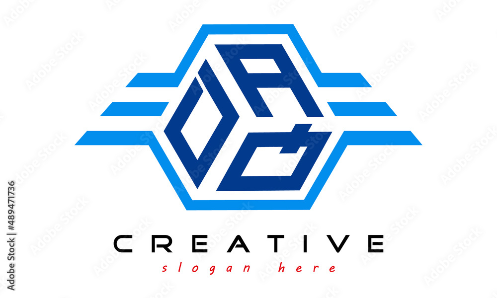 DAQ three letter monogram type emblem badge with wings logo vector ...