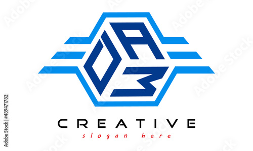DAW three letter monogram type emblem badge with wings logo vector template.